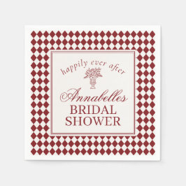 Guardanapo De Papel Chuva de Noiva Xadrez Harlequim Merlot Vermelho