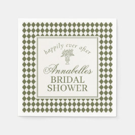 Guardanapo De Papel Chuva de Noiva Xadrez Harlequim Verde Oliva