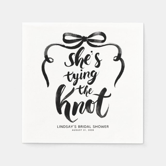 Guardanapo De Papel Chuva de Presentes da Noiva Arco Preto Ela Está Ca (Frente)