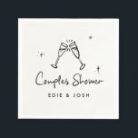 Guardanapo De Papel Chuva de presentes de casais moderna natural elega<br><div class="desc">Chuva de presentes de casais moderna boho elegante estilosa manuscrita design de adesivo de champanhe. Coleção contemporânea em preto e branco.</div>