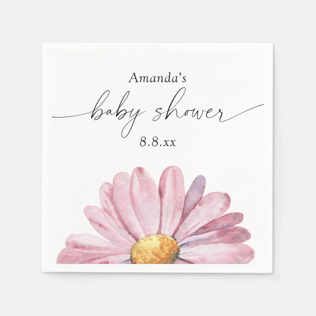 Guardanapo De Papel Chuva de rosa bebê - Chás de bebê (Frente)