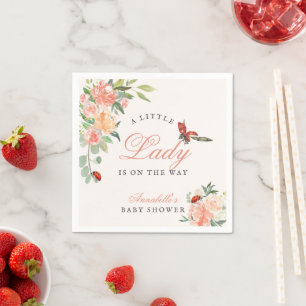 Guardanapo De Papel Chuva de Rosas Pequena Dama Joaninha Menina Bebê