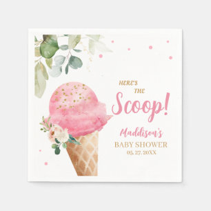 Guardanapo De Papel Chuva de Sorvete Rosa Baby Shower