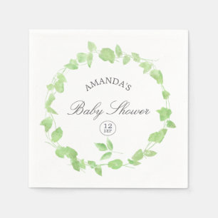 Guardanapo De Papel Chuva de Verde Baby Shower em Aquarela