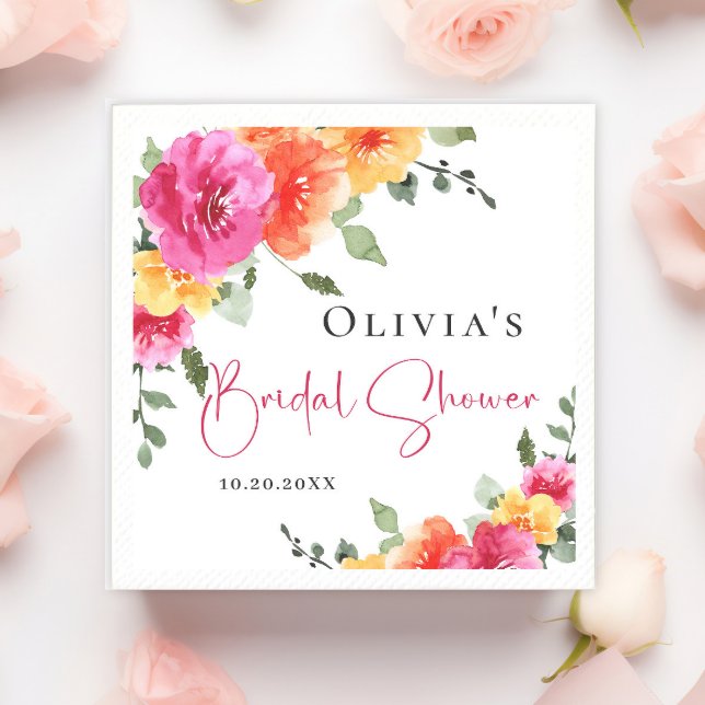 Guardanapo De Papel Chuva Festiva de Aquarela Flores Brilhantes Chá de (Criador carregado)