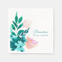 Chuva Floral em Aquarela Azul Aqua Bridal Shower