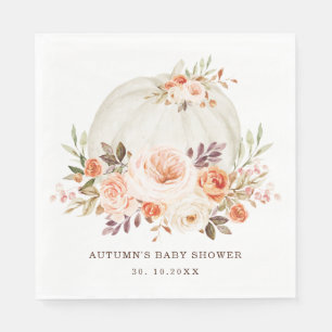 Guardanapo De Papel Chuveiro de Bebê Elegante Flor de Outono Abóbora A