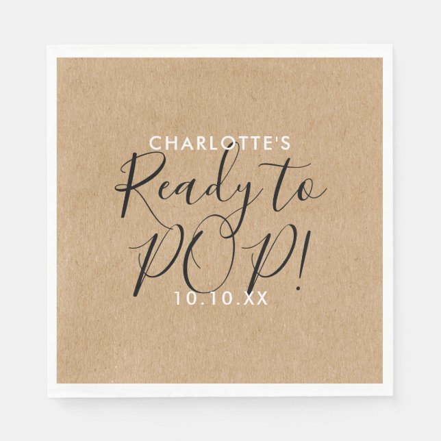 Guardanapo De Papel Chuveiro de Bebê Pronto para Nascer Rustico Kraft  (Frente)