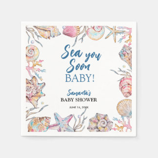 Guardanapo De Papel Chuveiro de Bebê Seashell Sea You Soon