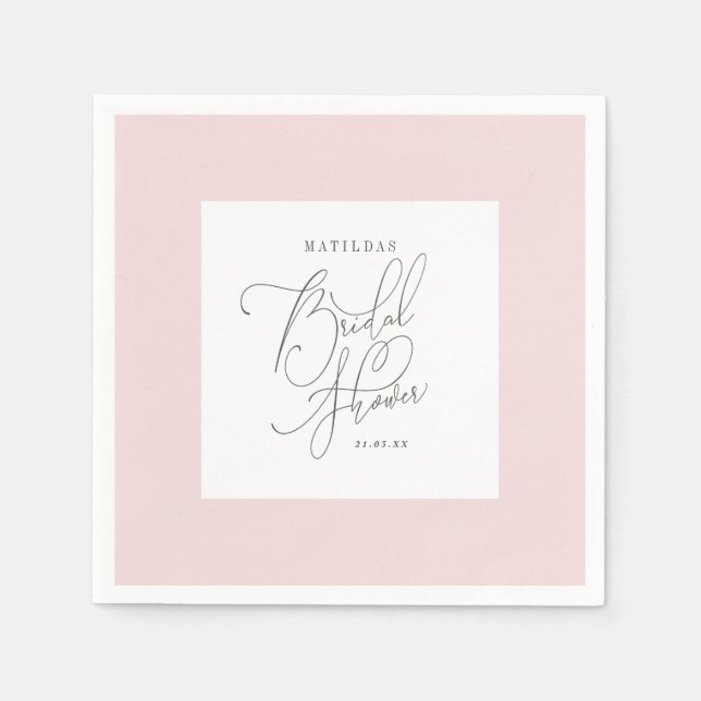 Guardanapo De Papel Chuveiro de noiva com floral em rosa (Frente)