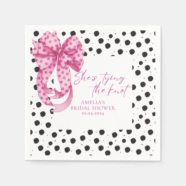 Guardanapo De Papel Chuveiro de Noiva com Laço Rosa Ela Está Fazendo o (Frente)