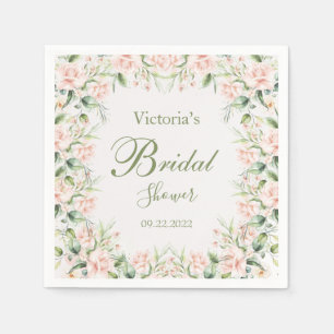 Guardanapo De Papel Chuveiro de Noiva Floral Elegante Rosa Choque Nome