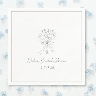 Guardanapo De Papel Chuveiro de Noiva Floral Esboço Estilo Desenhado à