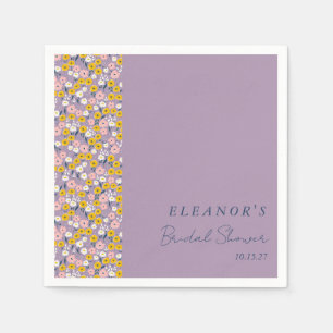 Guardanapo De Papel Chuveiro de Noiva Floral Roxo Amarelo Fofo Persona