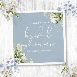 Guardanapo De Papel Chuveiro de Noiva Floral Verde Elegante Azul Poeir