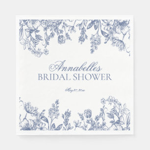 Guardanapo De Papel Chuveiro de Noiva Floral Vintage Chinoiserie Azul