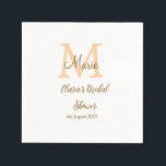 Guardanapo De Papel Chuveiro de noiva monograma laranja adicionar nome<br><div class="desc">lindo design</div>