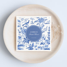 Chuveiro de noiva vintage azul em estilo chinoiser