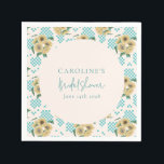 Guardanapo De Papel Chuveiro de Noiva Xadrez com Girassol Turquesa<br><div class="desc">Guardanapos para Chuveiro de Noiva Xadrez com Girassol Turquesa Retrô</div>