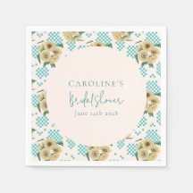 Chuveiro de Noiva Xadrez Girassol Turquesa