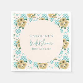 Guardanapo De Papel Chuveiro de Noiva Xadrez Girassol Turquesa