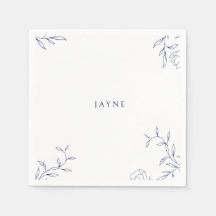 Chuveiro Neutro Botânico Azul Marinho e Branco