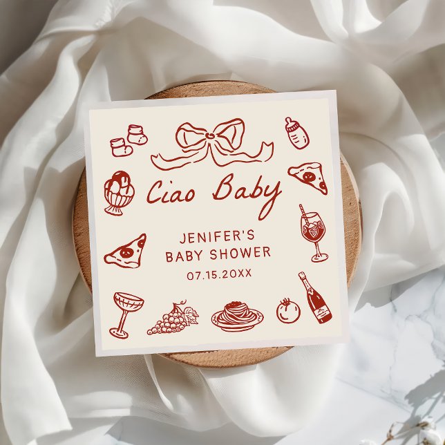 Guardanapo De Papel Ciao Bambino - Chá de fraldas Ilustrado Italiano (Criador carregado)