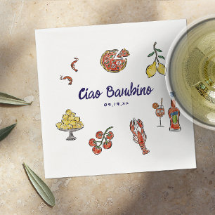 Guardanapo De Papel Ciao Bambino - Chá de fraldas mediterrânico italia