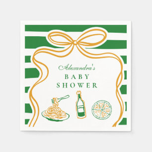 Guardanapo De Papel Ciao Bambino Green - Chá de fraldas italiano