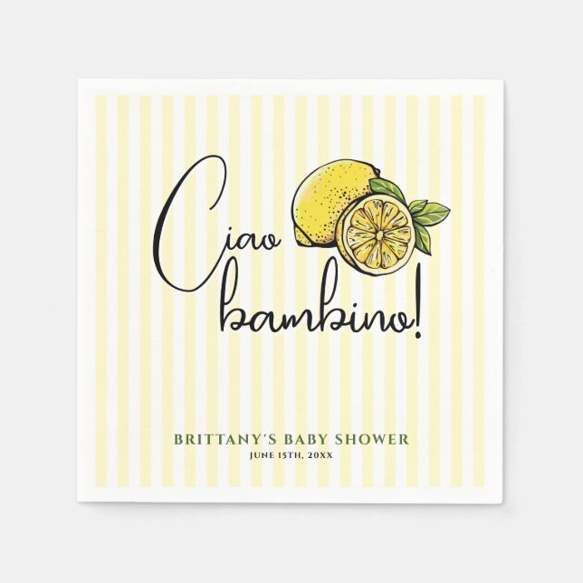 Guardanapo De Papel Ciao Bambino Lemon Chá de fraldas de Verão italian (Frente)