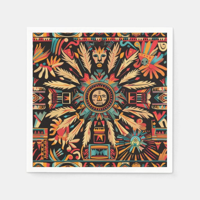 Guardanapo De Papel Cibão Vibrante - "Sonho Aztec" - Papel de Cocktail (Frente)