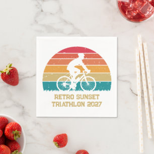 Guardanapo De Papel Ciclismo Retro Pôr do Sol Triatlo Personalizado