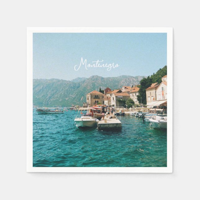 Guardanapo De Papel Cidade costeira de Perast, Montenegro (Frente)