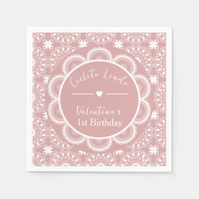 Guardanapo De Papel Cielito Lindo 1st Birthday Pink (Frente)