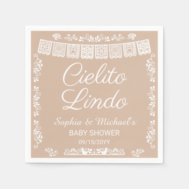 Guardanapo De Papel Cielito Lindo Beige Baby Shower (Frente)
