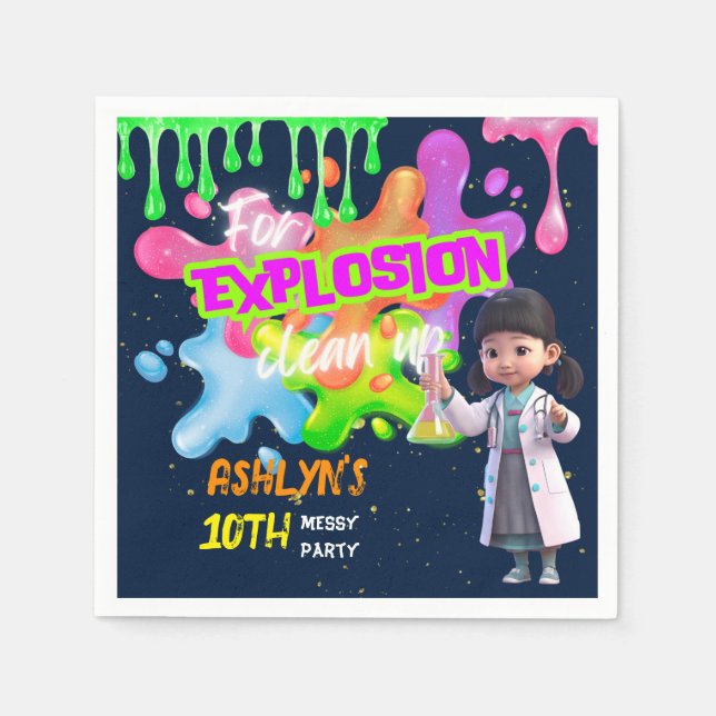 Guardanapo De Papel Cientista asiática de lodo rosa personalizado (Frente)