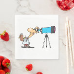Guardanapo De Papel Cientista com Telescope Astronomy Science Humor<br><div class="desc">Torne o seu próximo evento temático da ciência mais divertido com esses cartoons de papel de cientista esquisita. Com um cientista lúdico olhando através de um telescópio, essa design é perfeita para amantes da astronomia, entusiastas do espaço e geeks de ciência. Quer você esteja hospedando uma festa de ciência, aniversário...</div>