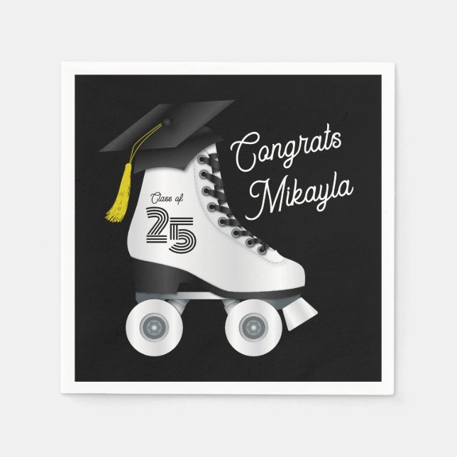 Guardanapo De Papel Cilindro Festa de formatura Skate Rink preto (Frente)