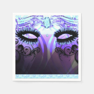 Guardanapo De Papel Cílios Glamour Festa de Mascarada Roxa Personaliza