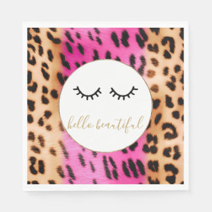 Guardanapo De Papel Cílios Pretos Creme Rosa Leopardo