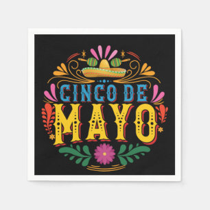 Guardanapo De Papel Cinco Divertidos de Mayo, Chapéu Mexicano, flores