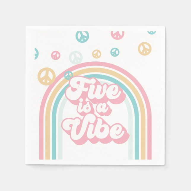 Guardanapo De Papel Cinco é um Vibe Retro Arco-íris de Verão (Frente)
