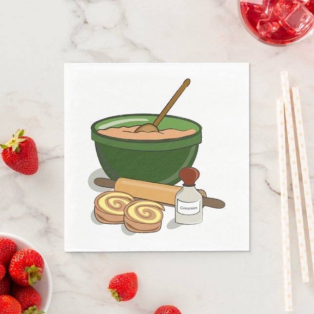 Guardanapo De Papel Cinnamon Roll Baking Ingredientes Cozy Kitchen (Criador carregado)