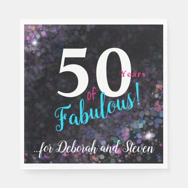 Guardanapo De Papel Cinquenta anos de brilho brilhante e brilhante (Frente)