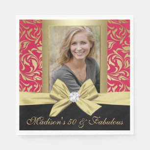 Guardanapo De Papel Cinqüênta e aniversário do damasco vermelho