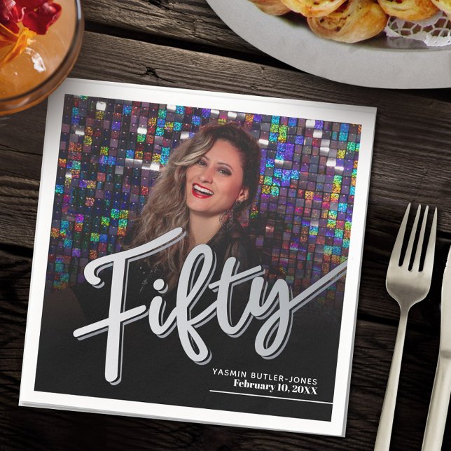 Guardanapo De Papel Cinquenta e cinquenta fotos personalizadas de aniv (Criador carregado)