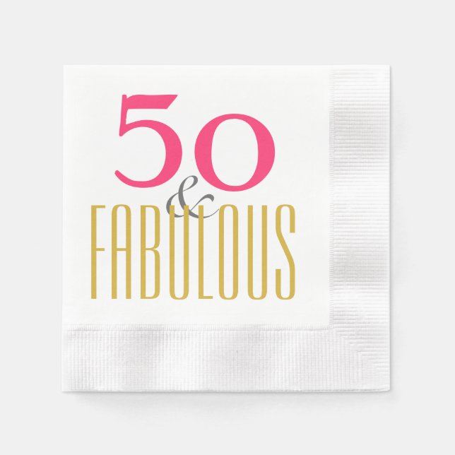 Guardanapo De Papel Cinquenta e fabulosa ou personalizada para a idade (Frente)