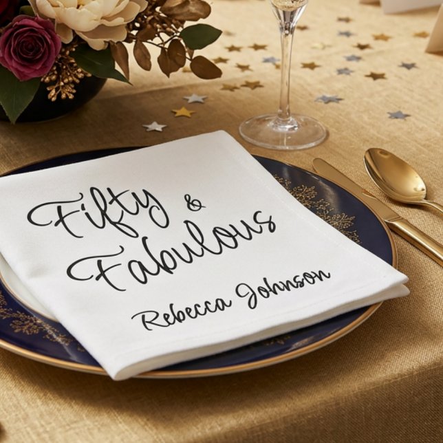 Guardanapo De Papel Cinquenta e Fabuloso Script Preto Aniversário de 5 (Criador carregado)
