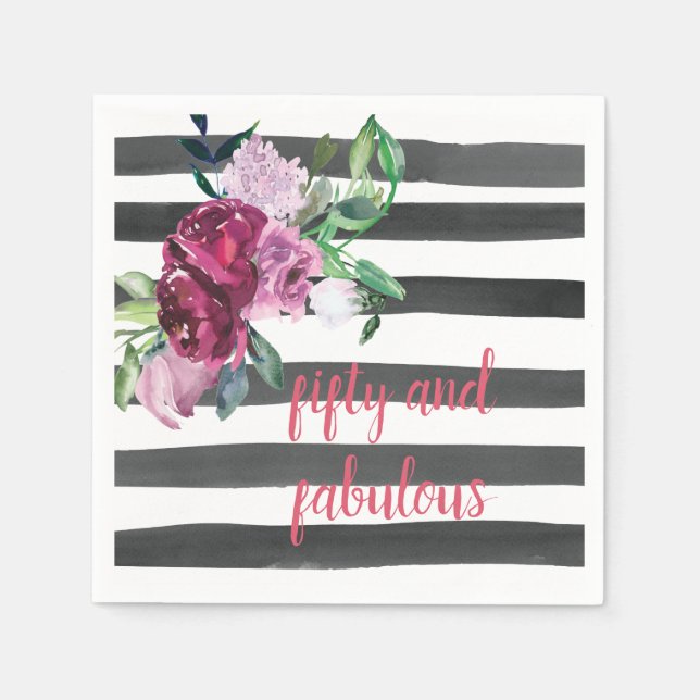 Guardanapo De Papel Cinquenta e Festa de aniversário fabulosa (Frente)
