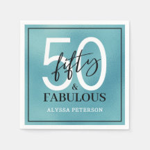Cinquenta & Fabuloso Teal Script 50º Aniversário